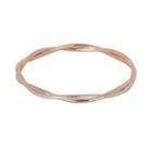 18k Rose Gold Over Bronze And Rhodium-plated Bronze Diamond Accent Twist Bangle Bracelet, Women's, Size: 8, White
