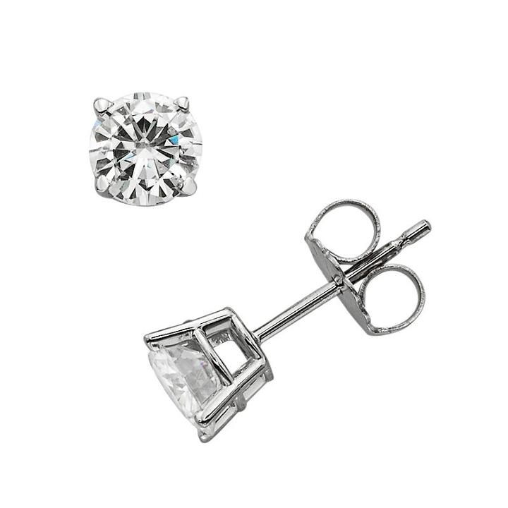 Forever Brilliant 14k White Gold 1-ct. T.w. Round-cut Lab-created Moissanite Stud Earrings, Women's