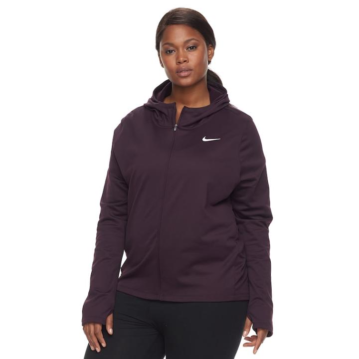 Plus Size Women's Nike Therma Running Hoodie, Size: 3xl, Dark Pink