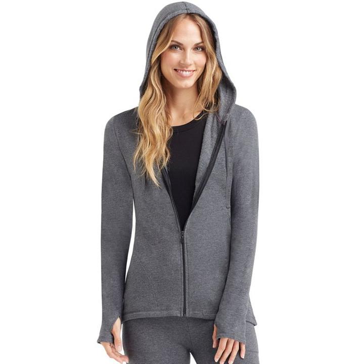 Women's Cuddl Duds Comfortwear Full-zip Hoodie, Size: Small, Med Grey