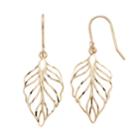 Forever 14k Openwork Leaf Drop Earrings, Women's, Gold
