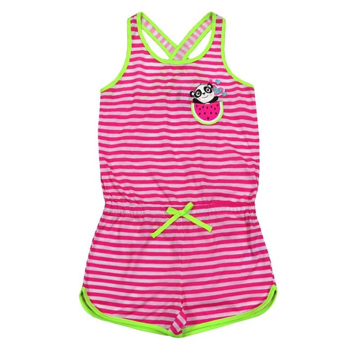 Girls 4-16 Jellifish Striped Sleep Romper, Size: 10-12, Brt Pink