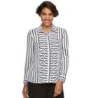 Women's Dana Buchman Striped Chiffon Shirt, Size: Large, White
