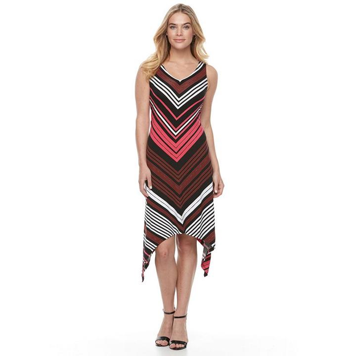 Petite Apt. 9&reg; Printed Shark-bite Dress, Women's, Size: L Petite, Med Brown