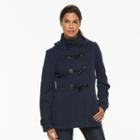 Women's Sebby Collection Hooded Toggle Fleece Jacket, Size: Large, Dark Blue