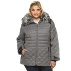 Plus Size Zeroxposur Sabrina Hooded Mixed-media Puffer Jacket, Women's, Size: 2xl, Grey (charcoal)