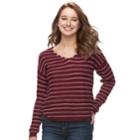 Juniors' So&reg; Textured V-neck Sweater, Teens, Size: Xs, Dark Pink