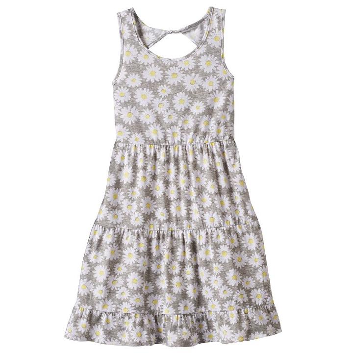 Girls 7-16 & Plus Size So&reg; Twist Back Patterned Skater Dress, Girl's, Size: L/12, Med Grey