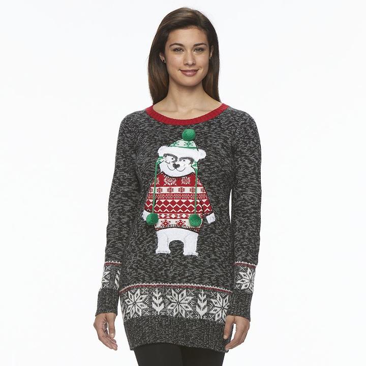 Women's Christmas Crewneck Tunic Sweater, Size: Medium, Oxford