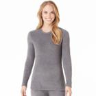 Women's Cuddl Duds Softwear Crewneck Top, Size: Xlrg Av/rg, Grey (charcoal)