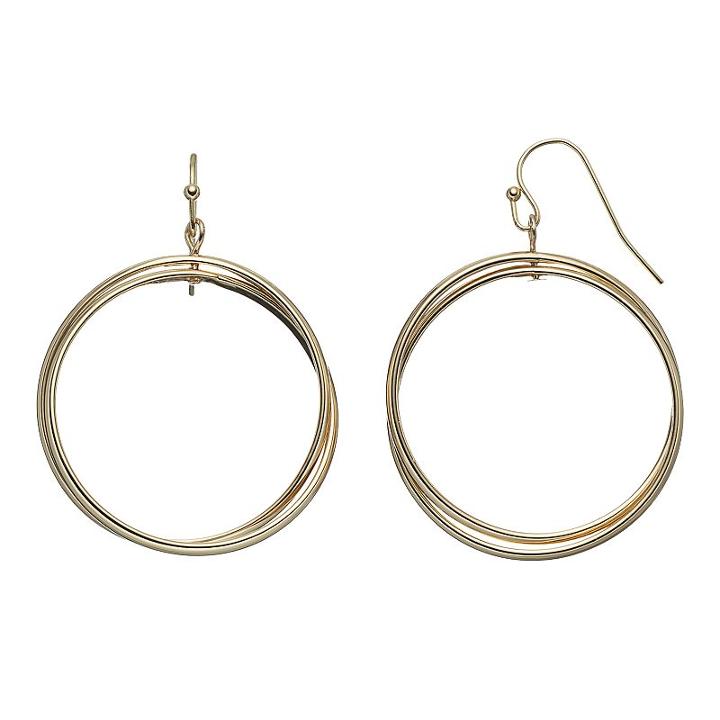 Jennifer Lopez Crisscross Drop Hoop Earrings, Women's, Gold