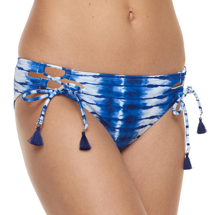 Mix And Match Tie-dye Strappy Hipster Bikini Bottoms, Teens, Size: Medium, Blue
