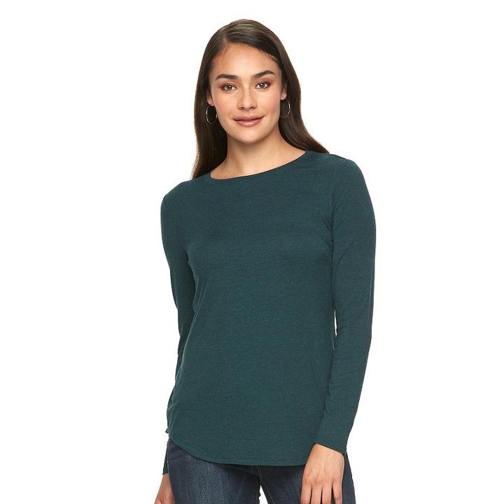 Women's Apt. 9® Essential Crewneck Tee, Size: Large, Turquoise/blue (turq/aqua)