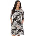 Women's Apt. 9&reg; Print Swing Dress, Size: Regular, Black White Palm