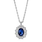 1928 Blue Oval Filigree Pendant Necklace, Women's, Size: 16