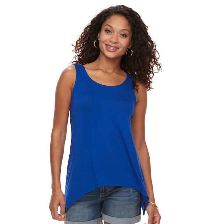 Petite Apt. 9&reg; Strappy Back Sharkbite Tank, Women's, Size: Xl Petite, Blue