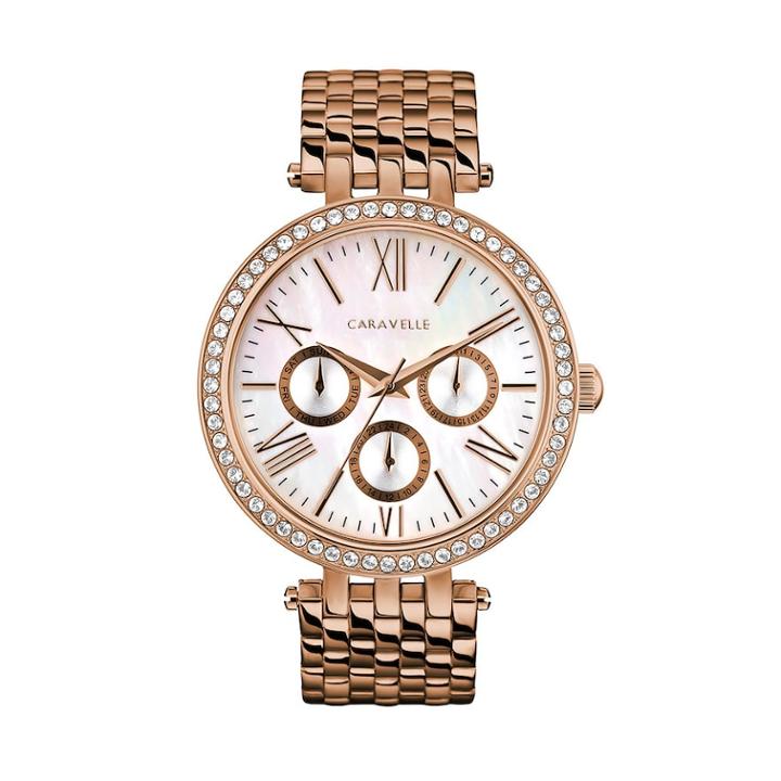 Caravelle Women's Crystal Stainless Steel Watch - 44n111, Size: Medium, Pink