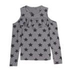 Plus Size Girls 7-16 Harper & Elliott Cold Shoulder Ruffle Chest Tee, Size: L Plus, Grey (charcoal)