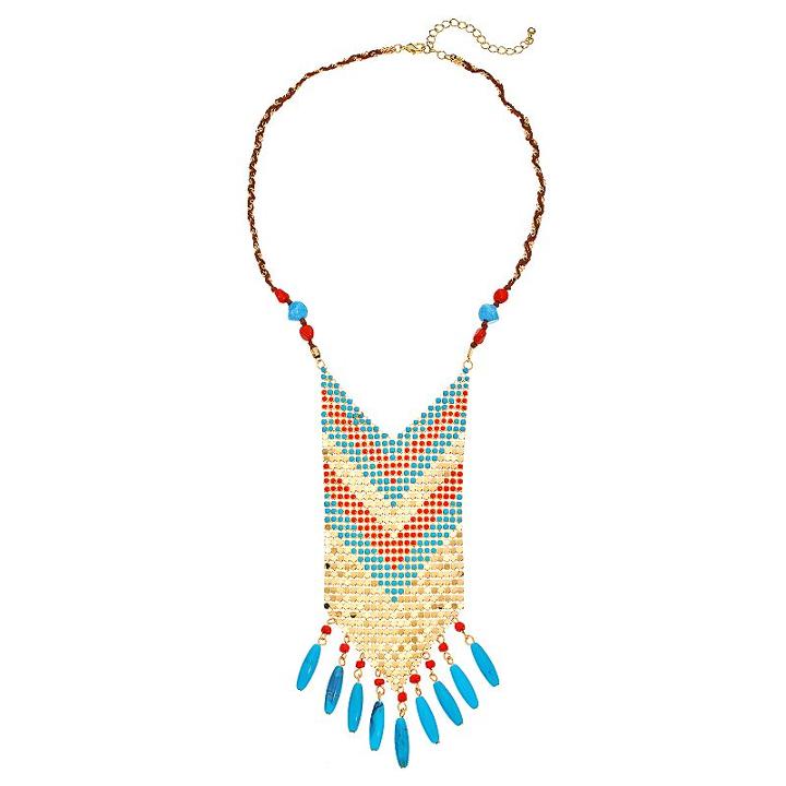 Gs By Gemma Simone Sun Salutation Collection Chevron Bib Necklace, Girl's, Size: 21, Multicolor