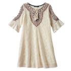 Girls 7-16 My Michelle Crochet Bell Sleeve Cold Shoulder Tie Sheath Dress, Girl's, Size: 8, White Oth