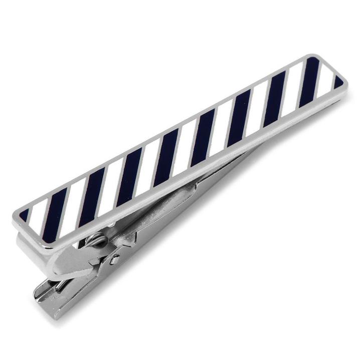 Varsity-striped Tie Clip, Men's, Blue