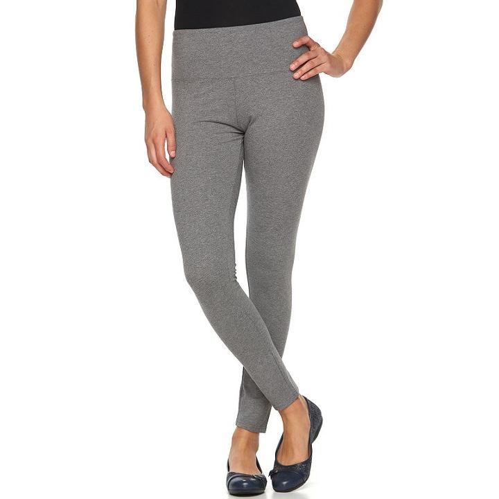 Women's Croft & Barrow&reg; Tummy Control Leggings, Size: Xs Long, Dark Grey