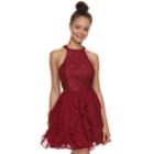 Juniors' Speechless Layered Skirt Skater Dress, Teens, Size: 5, Dark Red