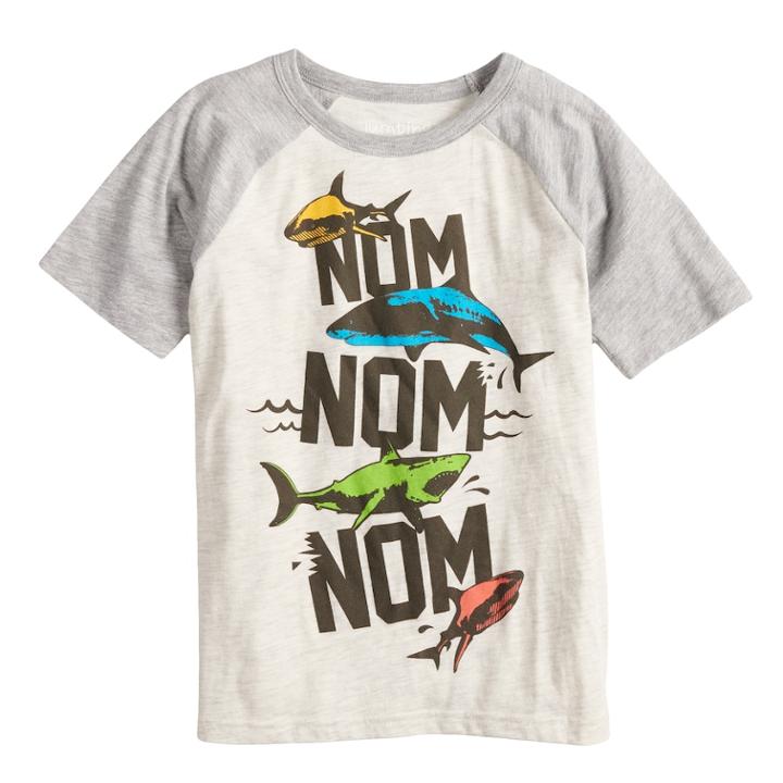 Boys 4-10 Jumping Beans&reg; Nom Nom Nom Shark Graphic Tee, Size: 5, Oatmeal Heather