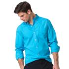 Men's Chaps Classic-fit Poplin Button-down Shirt, Size: Medium, Blue