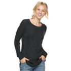 Women's Sonoma Goods For Life&trade; Lattice Cable-knit Crewneck Sweater, Size: Large, Dark Grey