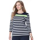 Plus Size Chaps Striped Jersey Top, Women's, Size: 2xl, Green