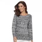 Women's Caribbean Joe Boucle Scoopneck Raglan Sweater, Size: Large, Oxford