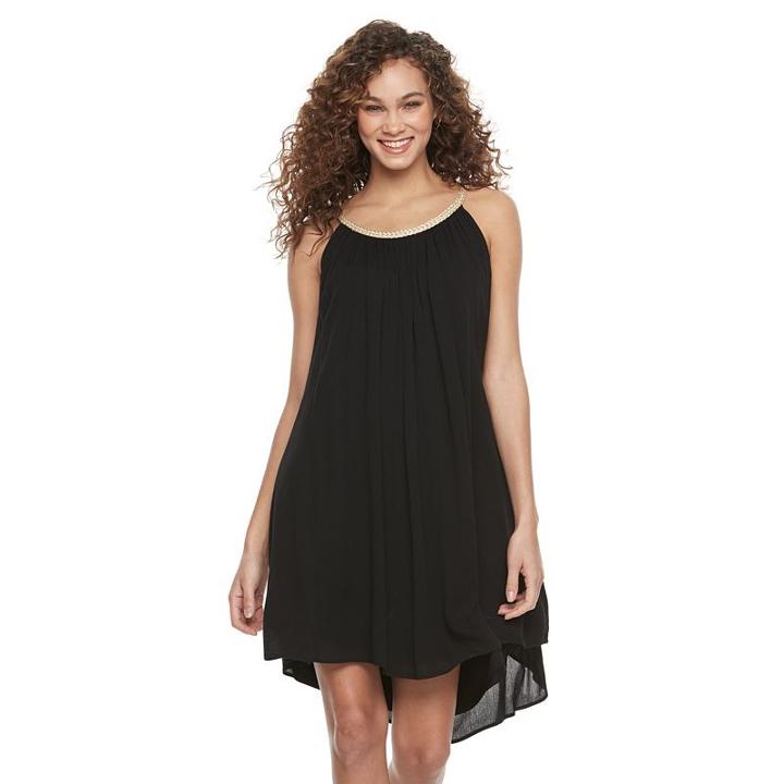 Women's Nina Leonard Gauze Shift Dress, Size: Medium, Black