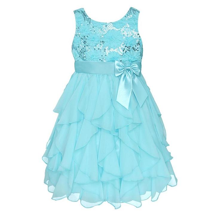 Girls 7-16 American Princess Sequin Bodice & Corkscrew Skirt Dress, Size: 16, Med Blue