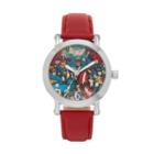 Marvel Comics Captain America Women's Leather Watch, Red