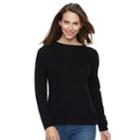 Women's Croft & Barrow&reg; Cable-knit Boatneck Sweater, Size: Xs, Black