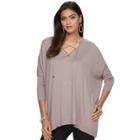 Women's Jennifer Lopez Lace-up Caftan Sweater, Size: L/xl, Brt Purple