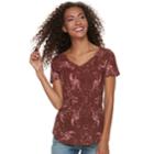 Women's Sonoma Goods For Life&trade; Essential V-neck Tee, Size: Medium, Drk Orange