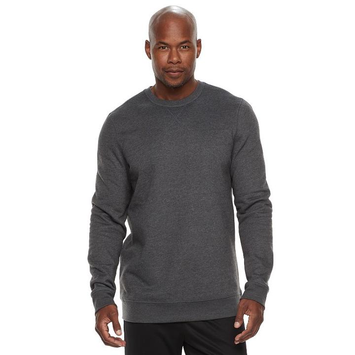 Big & Tall Tek Gear&reg; Fleece Crewneck Tee, Men's, Size: L Tall, Dark Grey