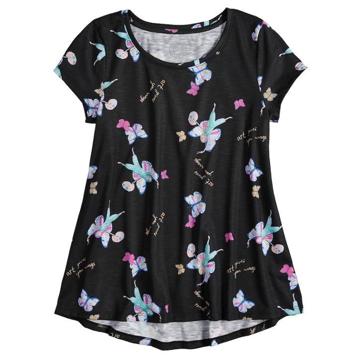 Girls 7-16 So&reg; Short Sleeve Tunic Tee, Size: 12, Black
