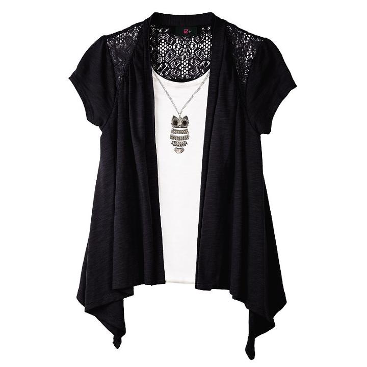 Girls 7-16 Iz Amy Byer Draped Mock-layer Top, Girl's, Size: Xl, Black