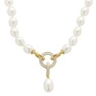 Pearlustre By Imperial Freshwater Cultured Pearl And Diamond Accent 14k Gold Over Silver Necklace, Women's, White