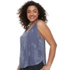 Juniors' Plus Size Mudd&reg; Shirttail V-neck Tank, Teens, Size: 1xl, Med Purple