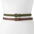 Women's Sonoma Goods For Life&trade; 2-for-1 Faux Suede & Smooth Belt Set, Size: Xl, Lt Green