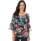 Women's Apt. 9&reg; Printed Keyhole Top, Size: Small, Black Multi Floral