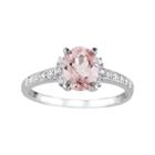 Sterling Silver Morganite & Diamond Accent Oval Ring, Women's, Size: 6, Pink