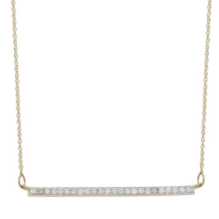 1/4 Carat T.w. Diamond 10k Gold Bar Necklace, Women's, Size: 18, White