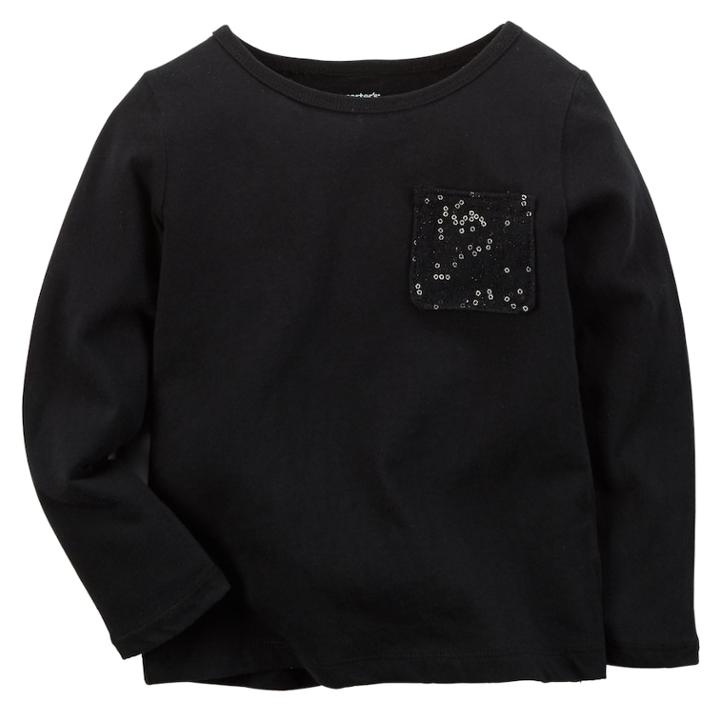 Carter's Girls 4-8 Sequin Pocket Tee, Size: 4, Black