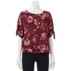 Juniors' Live To Be Spoiled Tie-sleeve Top, Teens, Size: Large, Dark Red