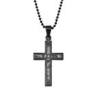 Diamond Accent Black Stainless Steel Camouflage Cross Pendant Necklace - Men, Size: 24, White